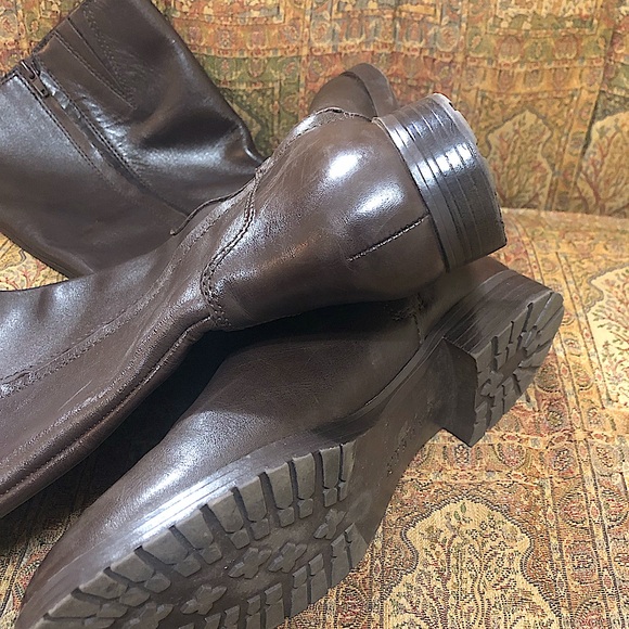 Ralph Lauren Brown Leather Sariah Knee High Boots With Brass Logo Detail Size 8 - Picture 13 of 16